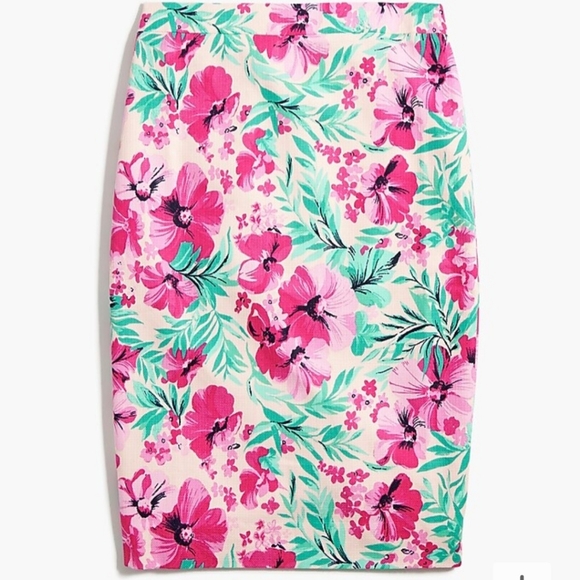 J.CREW Printed Tropical Floral Basket weave Pencil Skirt Size 4 - Picture 1 of 10